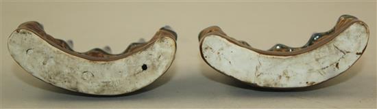 A pair of Chinese blue and cafe au lait glazed mountain peak brush rests, 18th century, height 9cm